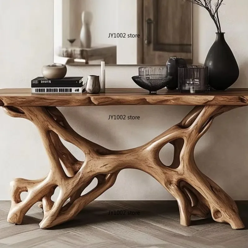 

Handmade Natural Solid Wood Table Vintage Console Table Farmhouse Table Top Modern Design for Living Room Entryway Kitchen
