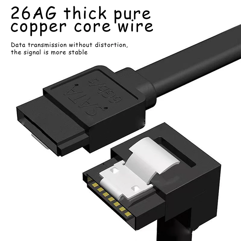 SATA III Cable For HDD CD Driver 6.0 Gbps 40cm 90 Degree Right-Angle Straight Cable With Locking Latch For SATA
