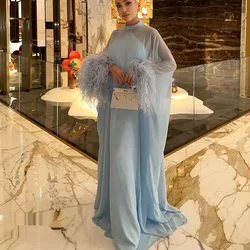 High Neck Prom Dress Full Sleeves With Floor Length Evening Dress Women Wedding Party Formal Gowns Arabia فستان حفلات الزفاف