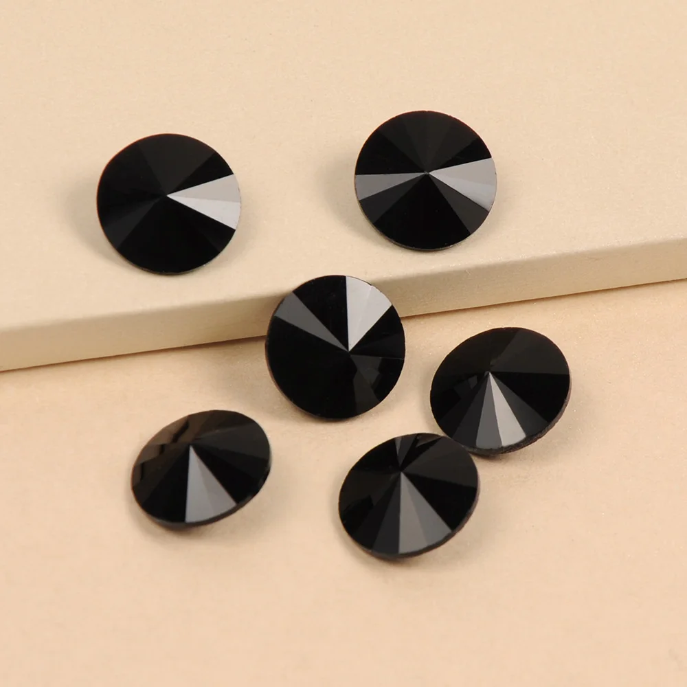 YANRUO Rivoil Shape K9 Glass Fancy Crystal Black Nail Art Rhinestones Glitter PointBack 3D Jewelry Making Beads for Nail Parts