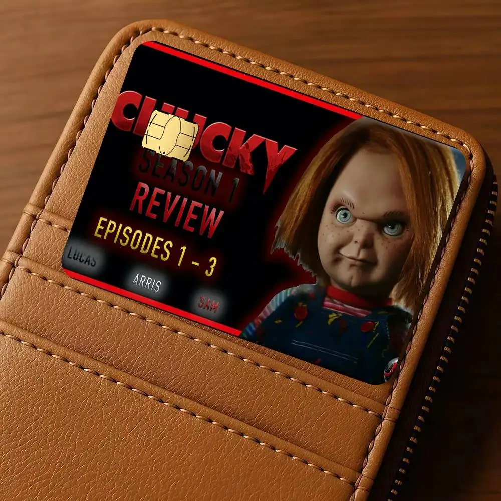 Horror Doll Chucky Cartoon  Diy Credit Debit Card Sticker Party Sticker Decoration Waterproof Small Chip Card Skin Sticker