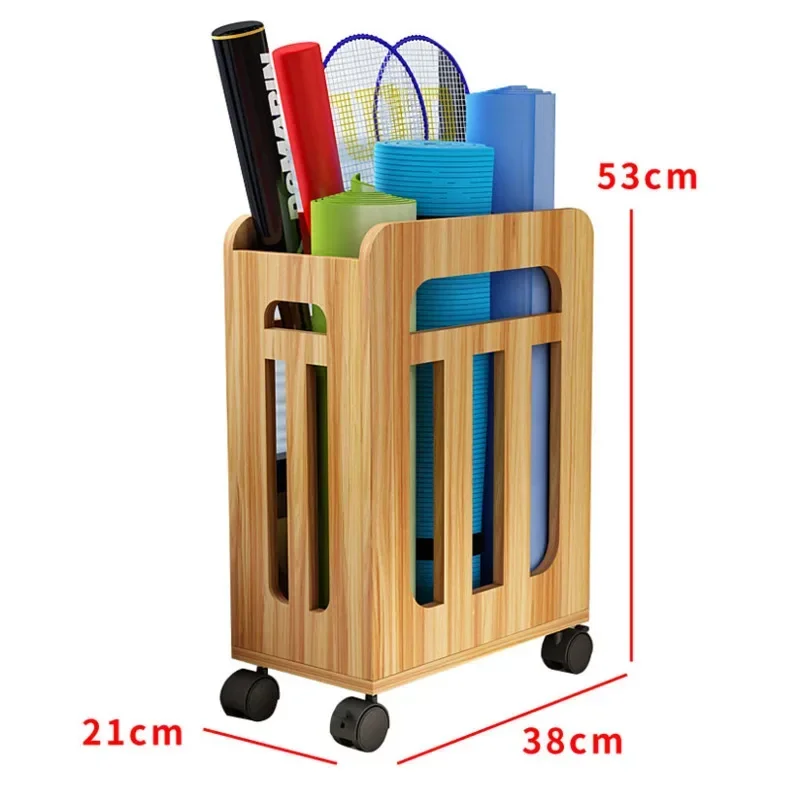 Thinning Wood Exercise Equipment Organizer Basket Yoga Mat Badminton Racket Storage Bucket Home Mobile Basket Children's Toys