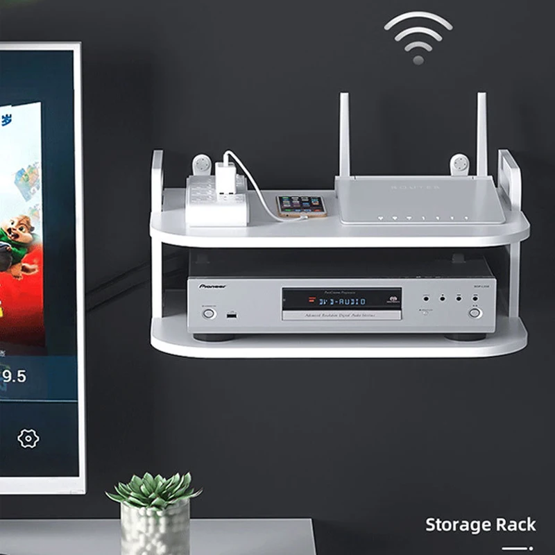 Wall-Mounted Router Cable Organizer Shelf Ventilated Neat Setup for Modem TV Set-top Storage Rack TV Box Desk Accessories Holder