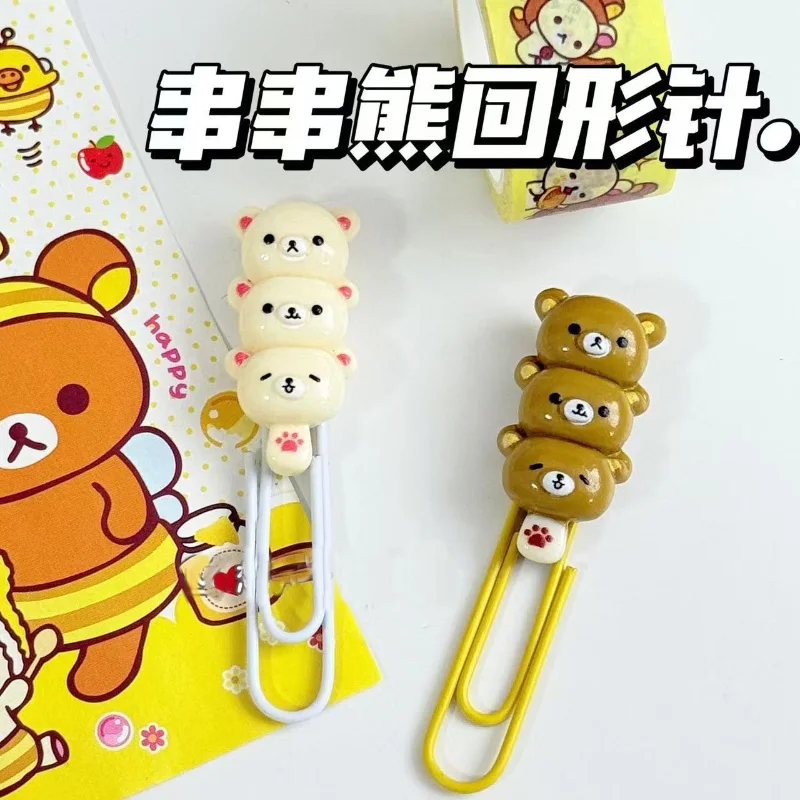 مشبك ورق فحص الرسوم المتحركة للطلاب من Rilakkuma Binder، وثيقة مكتبية، إشارة مرجعية ثابتة، ديكور قرطاسية الإبداع #1