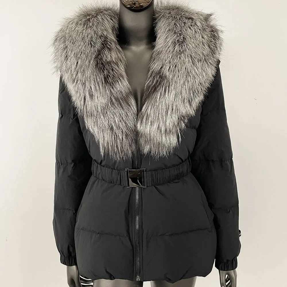 Chaud naturel col de fourrure de renard véritable manteau de fourrure épais femmes vêtements d'extérieur décontracté canard doudoune 2025 nouvelle mode d'hiver doudoune