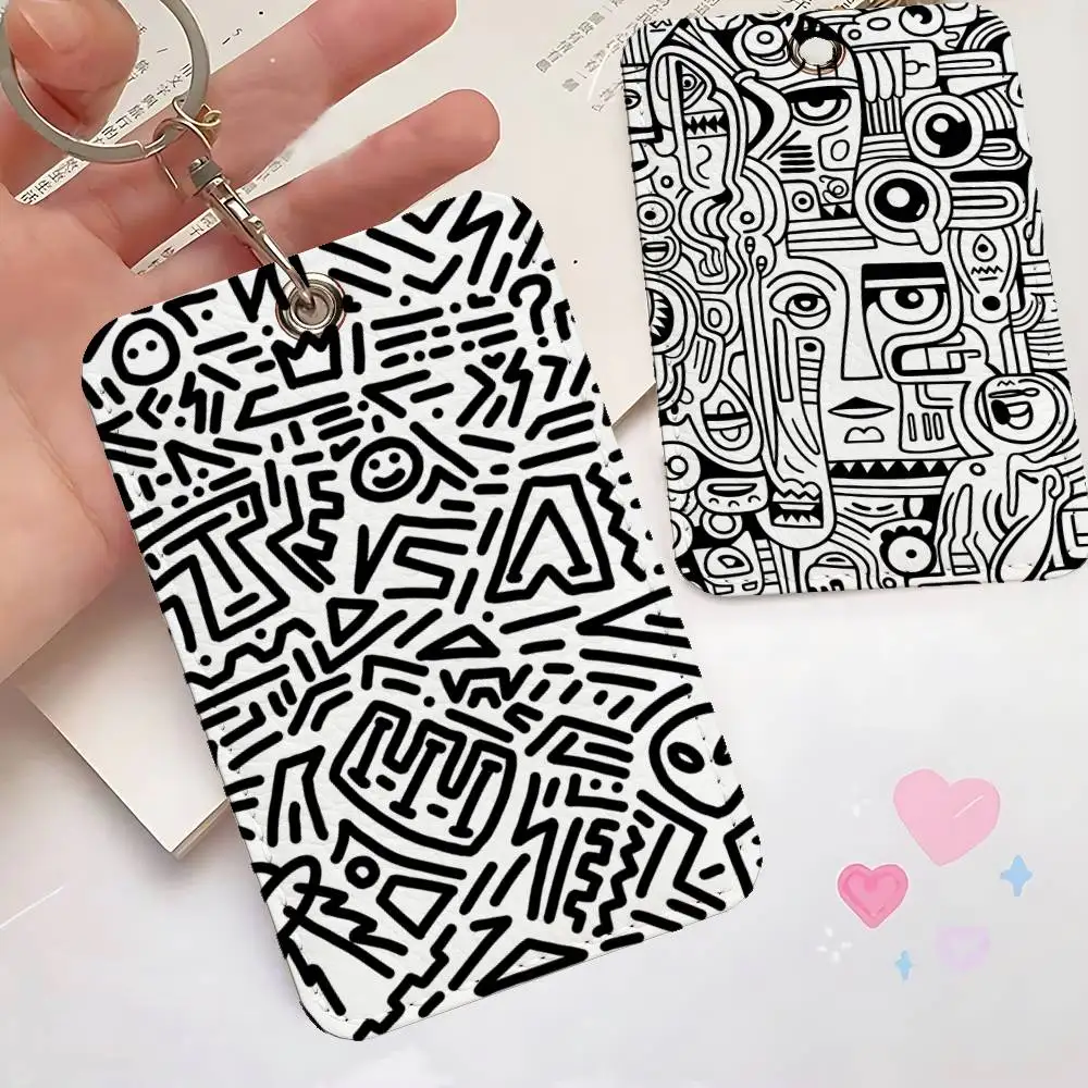 

Graffiti Lines Classic Keychain Card Holders Keyring Bank Bus ID Credit Cards Key Ring Chains