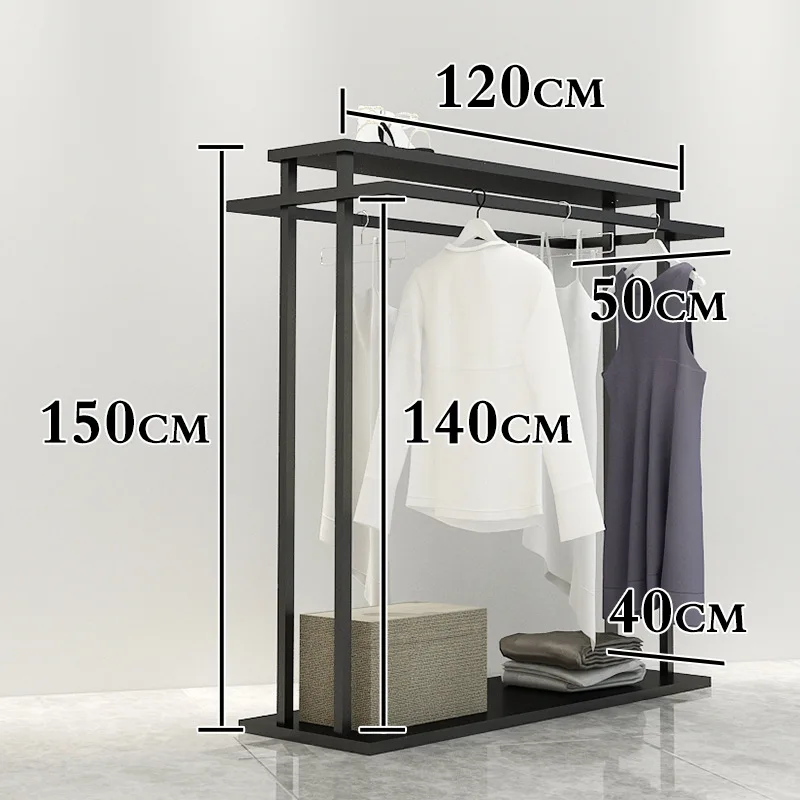 custom.Kainice Popular Stainless Steel Clothing Store Display Stand Clothes Wall Hanger Combination Side Hanging Display Rack