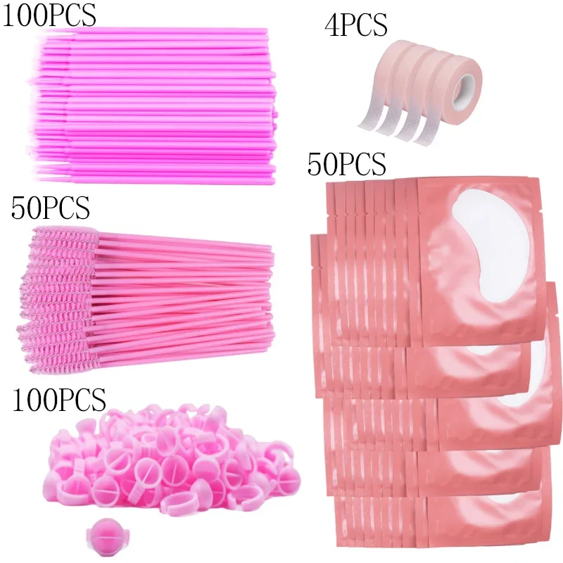 Wholesale Eyelash Extension Supplies Set Lashes Micro Brush Tape Glue Ring Eye Pad Disposable Mascara Applicator Eyelashes Tool