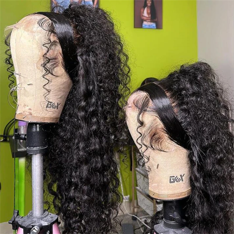 

Soft 180Density Long 26Inch Black Kinky Curly Lace Front Wig For Black Women Heat Resistant Preplucked Glueless Babyhair Daily