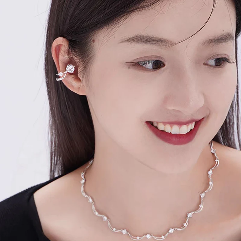 أقراط أذن للنساء ، كريستال أنيق ، بدون ثقب ، مشبك أذن Y2k ، اتجاه الحلزون المداري ، مجوهرات المصمم ، EF061 ، 1 #2