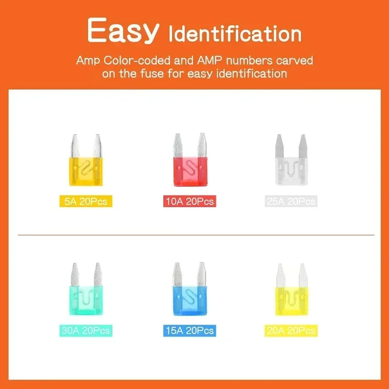 جديد 120 قطعة مجموعة متنوعة من فيوز السيارة الملف الشخصي متوسط الحجم نوع الشفرة فيوز السيارات سيارة شاحنة 2-35A فيوز مع مشبك صندوق