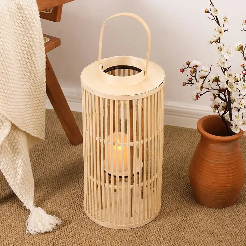 

Bamboo wind candle stand Nordic candlestick Japanese home hotel desktop photo props candle lamp holder home decoration