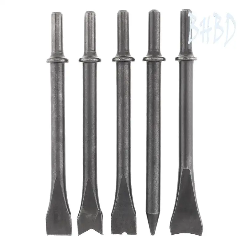 

5Pcs/Lot Kit Hard Steel Solid Long Air Chisel Impact Head Support Pneumatic Tool For Cutting / Rusting Removal