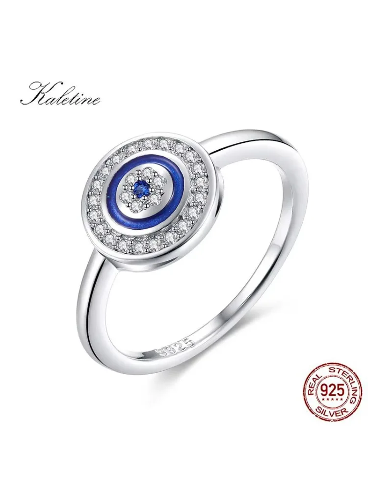 KALETINE Luksusowy pierścionek ze srebra próby 925 Lucky Blue Stone Evil Eye Pierścionki dla kobiet Blue Stone Ślubna turecka biżuteria męska — zdjęcie 2