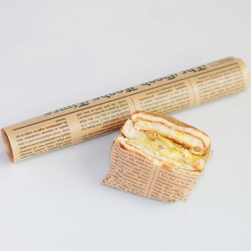 Retro English Newspaper Food Accessories for Baking Kitchen Food Grade Grease Paper Bread Sandwich Burger Fries Wrappers Cookie image 4
