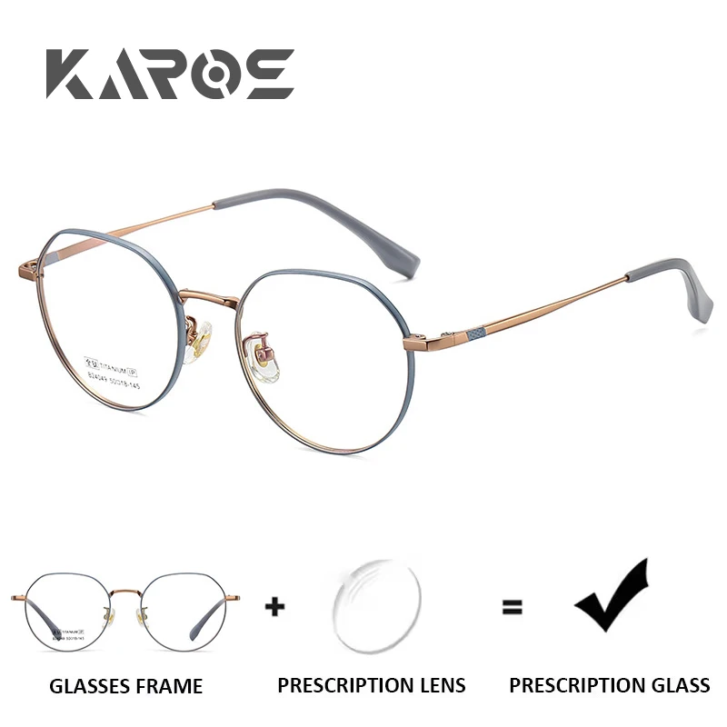 

KAROS All Titanium Round Myopia Glasses for Women Prescription Optical Anti Blue Light and Photochromic