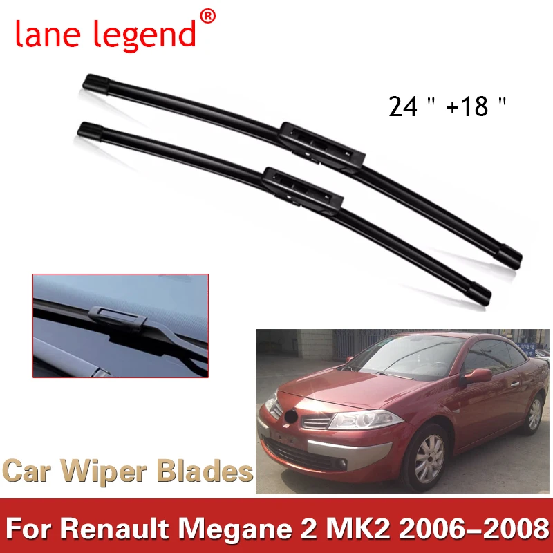 

Front Wiper Blades For Renault Megane 2 MK2 2006-2008 Windshield Windscreen Window 24"+18" 2006 2007 2008