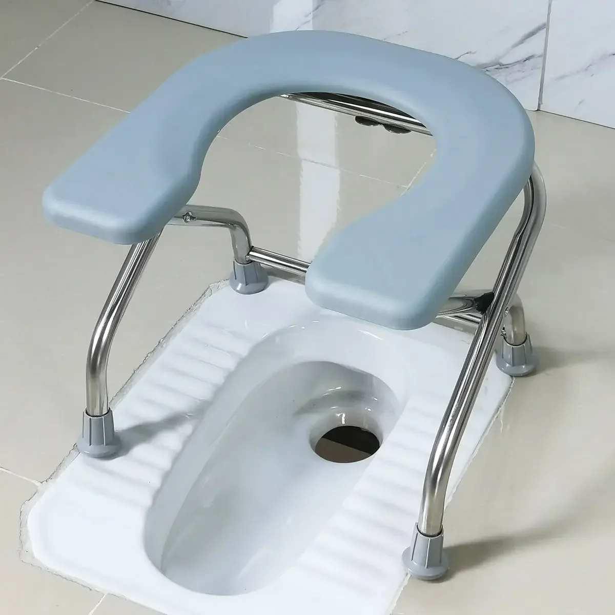 

Folding U Plate Sitting Stool Chair Pregnant Elderly Toilet Seat Stool Chair Toilet Stool Squat Sit Toilet Stainless Steel