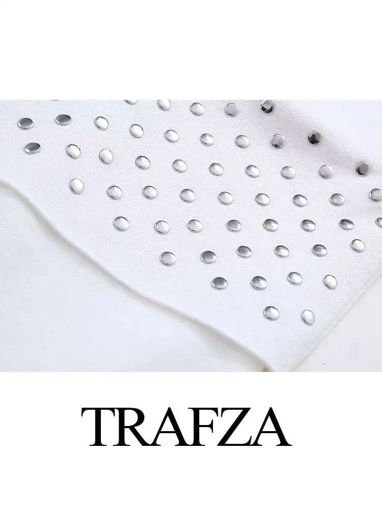 Neue Frauen 2-teiliges Set Elegante Ärmellose Liebsten Niet Schmücken Tops + Mode Sommer Solide Rock Anzüge