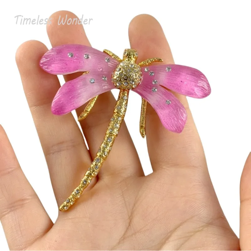 Timeless Wonder Fancy Resin Zircon Dragonfly Brooch Pins for Women Designer Jewelry for Gown Runway Rare Luxury Gift Cute 5385