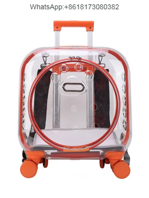 

Pet trolley case, cat bag, portable for outdoor use, cat luggage, transparent large dog travel box, trolley, spacecraft