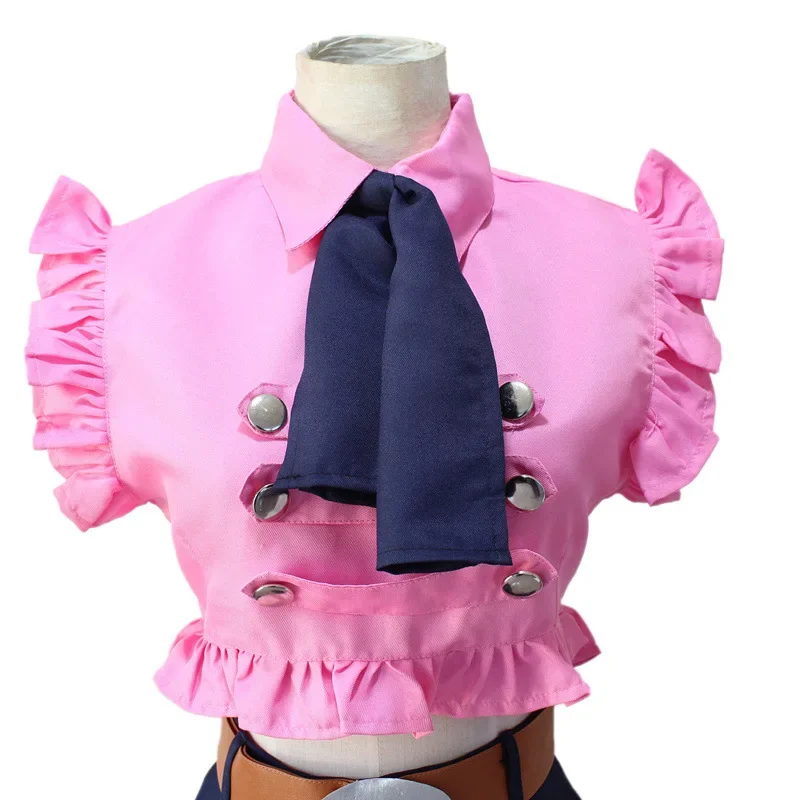 Anime The Seven Deadly Sins Elizabeth Liones Cosplay Costume Summer Girl Pink Top Navy Skirt Women Halloween Party Dress - view 6