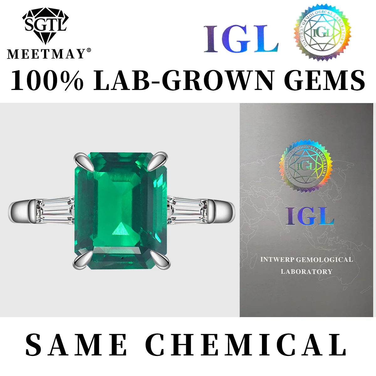 

Кольцо из стерлингового серебра 925 пробы с изумрудной огранкой, выращенное в лаборатории драгоценный камень, ювелирные изделия, повседневная одежда для женщин, кольцо с сапфиром/рубином/изумрудом, прополка