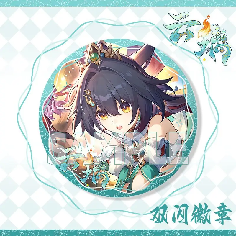 2024 Anime Honkai: Star Rail Baji Yunli March 7th Jade Lingsha Feixiao 75mm Double flash Brooch Button Big badge MiHoYo Gift