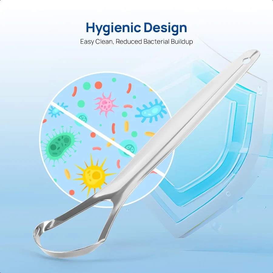 قطعتان من مكشطة اللسان مع حقيبة سفر من الفولاذ المقاوم للصدأ لتنظيف اللسان للبالغين #2
