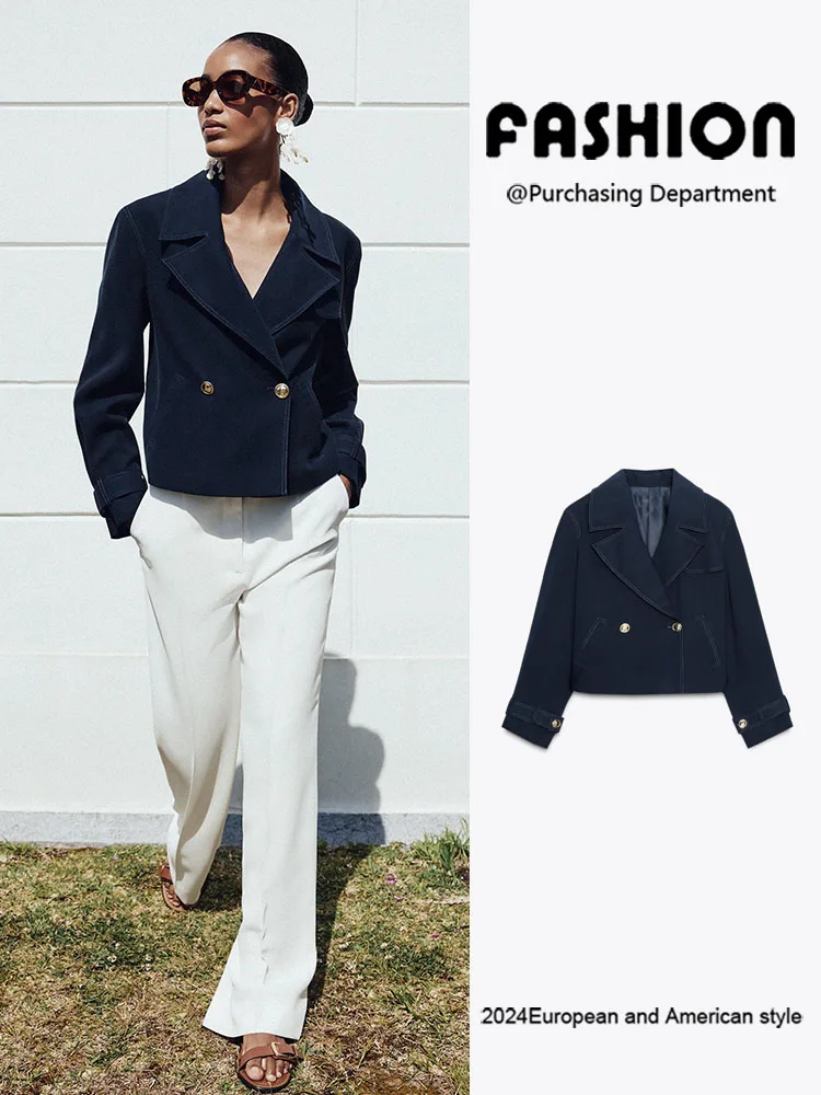 

Faionable Pure Color Commute ort Jaet Women's New Arrival Double Lapel Versatile Autumn 2025 Simple Design