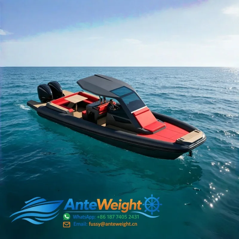 38ft Sport Italian Design Semi Rigid Inflatable RHIB Boat with Twin Outboard Motor