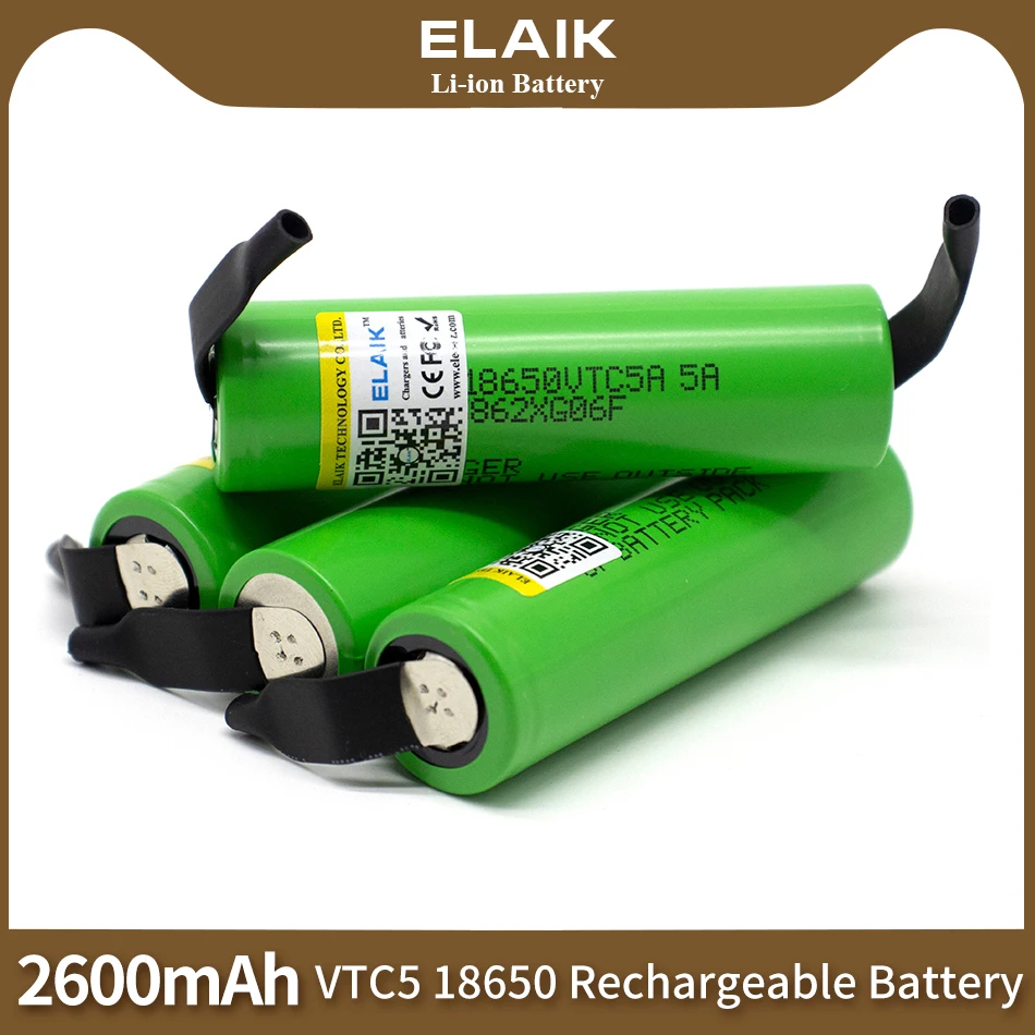 3.7V 2600mAh VTC5A rechargeable Li-ion battery 18650 US18650VTC5A 35A Toys flashlight+DIY Nickel