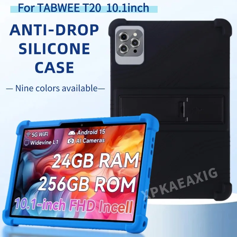 For TABWEE T20 10.1inch Android15 Tablet PC Tablets protective cover Soft Silicone  Shockproof Adjustable Stand sleeve Shell