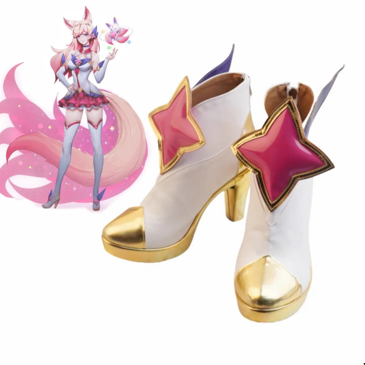 Ahri Cosplay Shoes Game LOL Star Guardian Cosplay Prop PU Leather Shoes Halloween Carnival Boots Custom Made