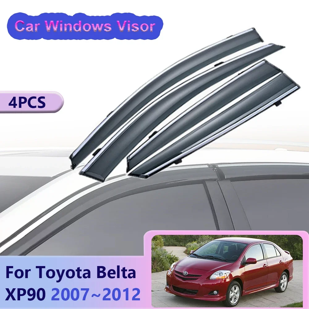 Window Visor for Toyota Belta XP90 Vios Yaris sedan 2007~2012 Car Sun Rain Guard Deflector Vent Smoke Cover Exterior Accessories