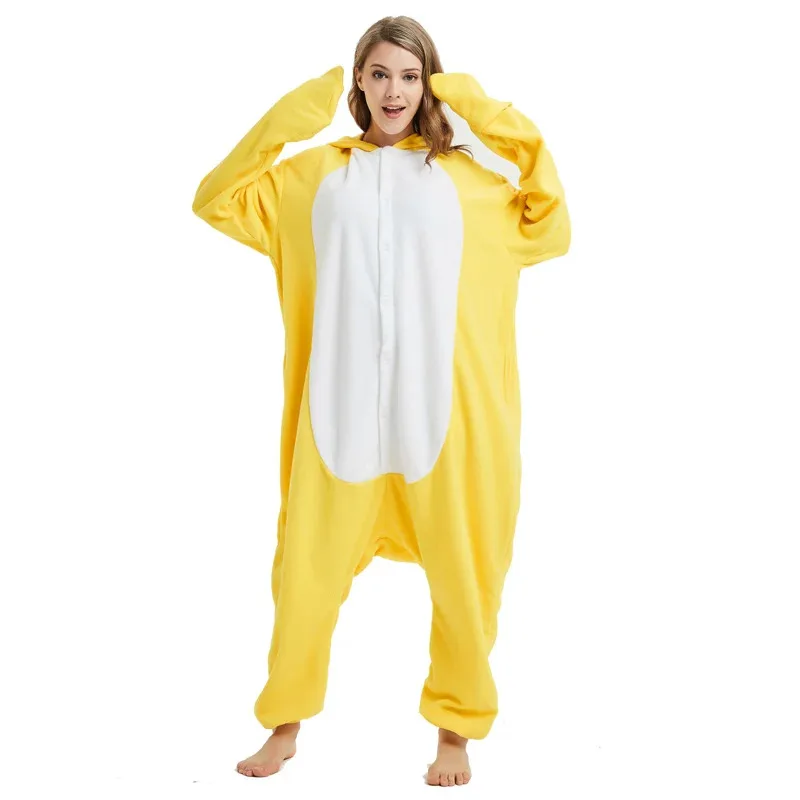 Funny Women Duck Pajamas Anime Onesies For Adult Men Kigurumi Fleece Suit Cartoon One-Piece Sleepwear Cosplay Costume Halloween