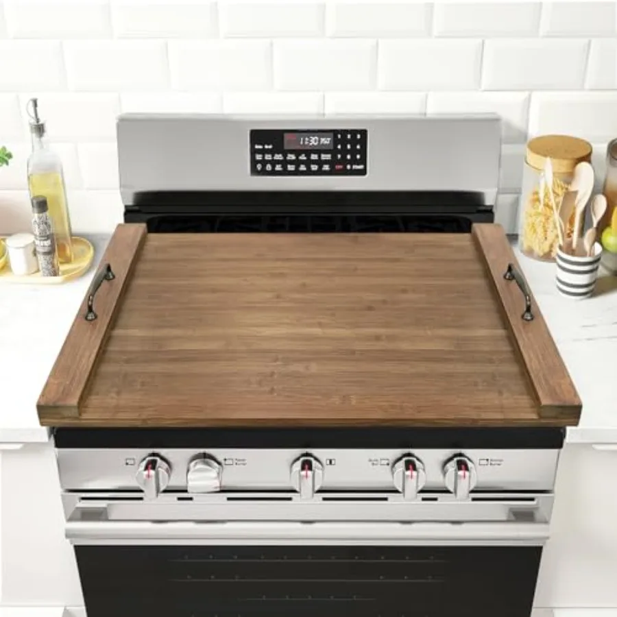 

Noodle Board Stove Cover wi Handles ltiple Stove Top Cover Board for Electric/Gas Stove Top Retro Brown