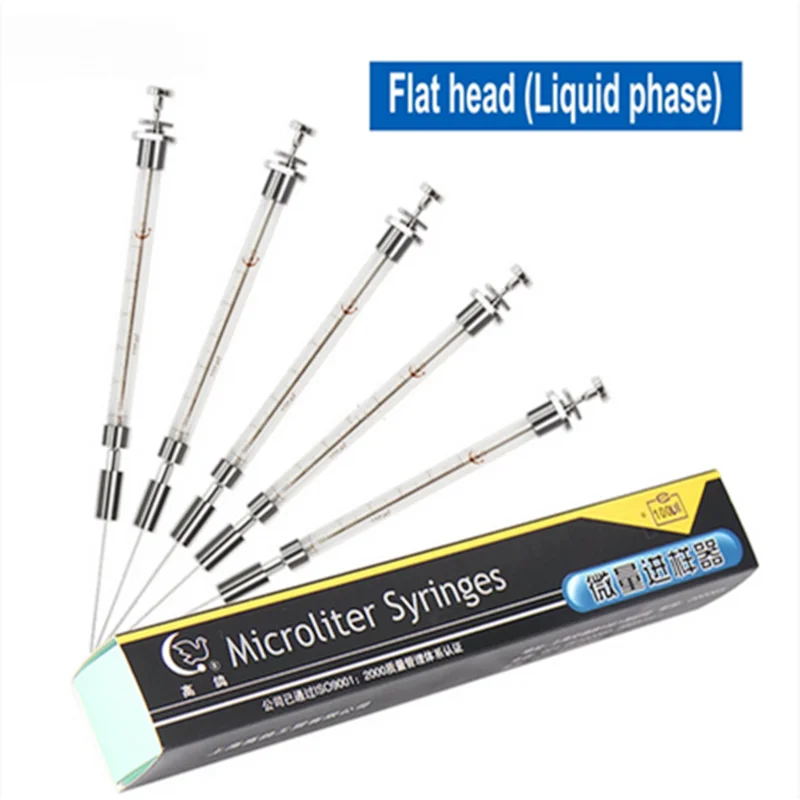 

Laboratory chromatographic Microinjector 1pcs 0.5ul to 1000ul liquid phase Microliter Syringes with flat head