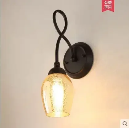 American wall lamp living room TV background wall double head glass bedroom creative design staircase aisle lamps
