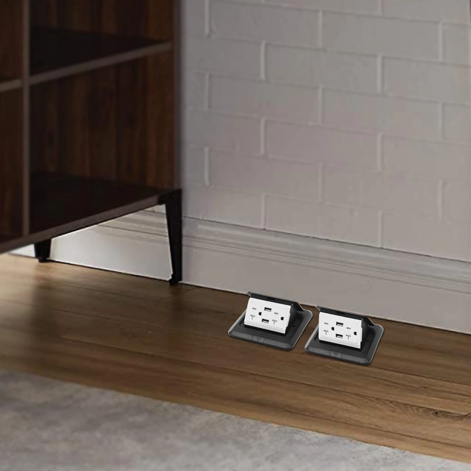 Prises USB de sol escamotables, 2 pièces, prises cachées, 125V, 4000W, boîte de couverture électrique en acier inoxydable, kit de prise pour dessus de seau, 20A