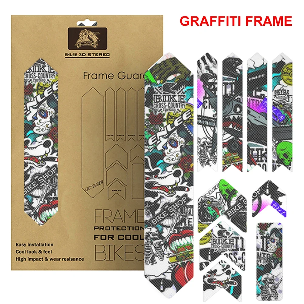 

3D Bicycle Sticker Reusable Mountain Road Bike Frame Scratch-Resistant Sticker Cycling Front Fork Protector Decorations
