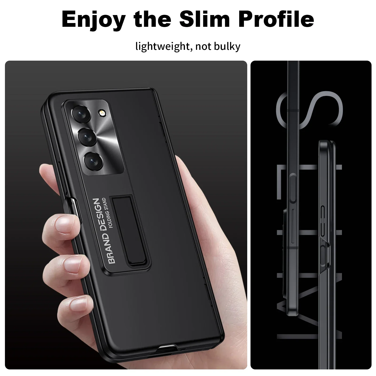 For Samsung Galaxy Z Fold 5 Case Shockproof Full Hinge Protection with Stand Front Frame Tempered Glass Cover Fold 5 Phone Cases