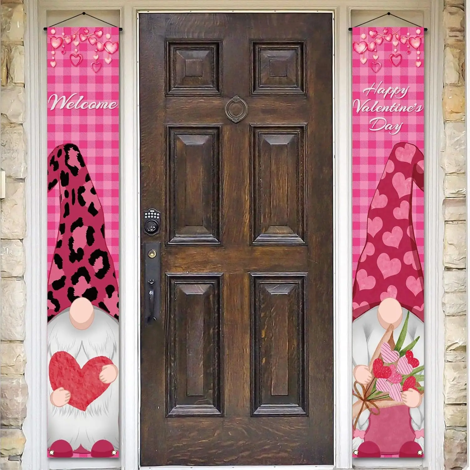 VIKAMA Love Fairyland Archway Banner Buffalo Pattern Anniversary Decorative Festival Door Sign Party Dekoration