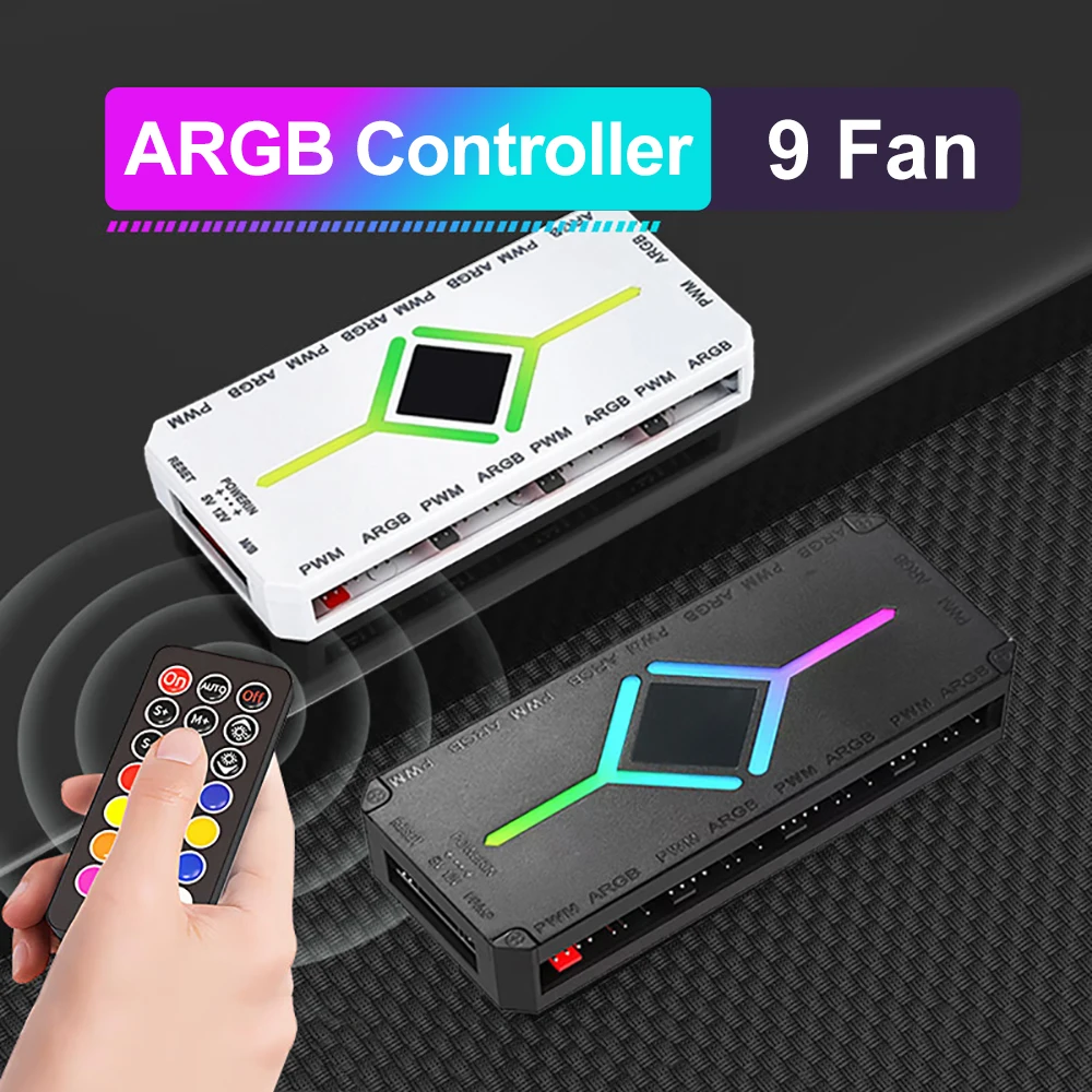 

Адаптер вентилятора ARGB PWM с контроллером ARGB 1To9 Порт 5 В 3-контактный охлаждающий вентилятор для ПК Разветвитель SATA Источник питания ШИМ Магнитный концентратор