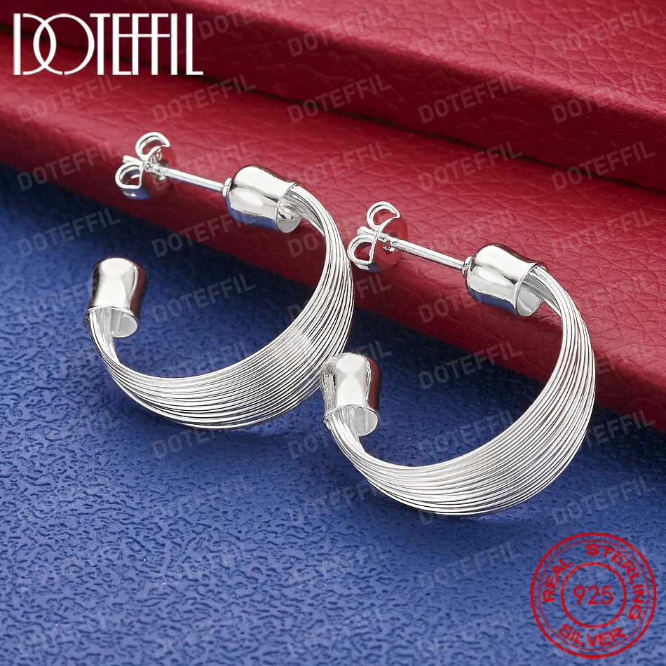 925 Sterling Silver Delicate Multi-Strand Stud Earrings for Women, Fashionable Party Wedding Jewelry Party Gift