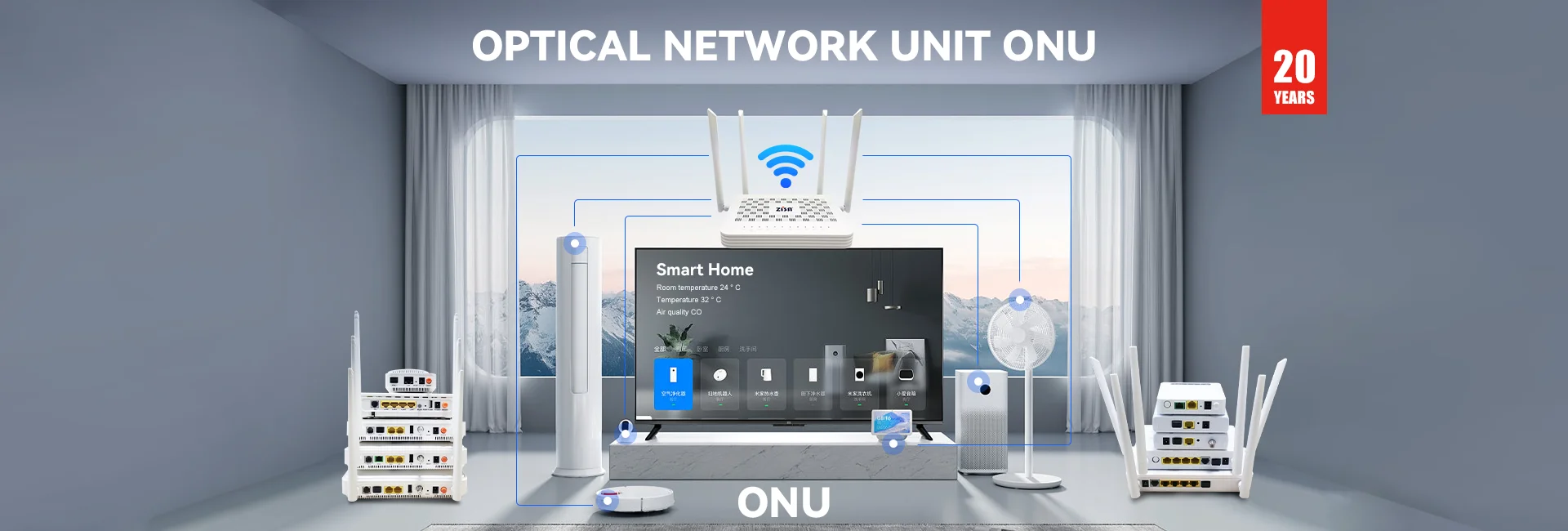 ZISA OP151-RF-C FTTH 1GE XPon ONU CATV 1 Port Gigabit Ethernet Fiber Optical Network Terminal ONT Modem CATV