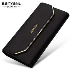 Fashion Ladies Genuine Leather Wallet RFID Long Clutch Purse for Women Multi Card Holder Triple Fold Skin Phone Money Clip 2023