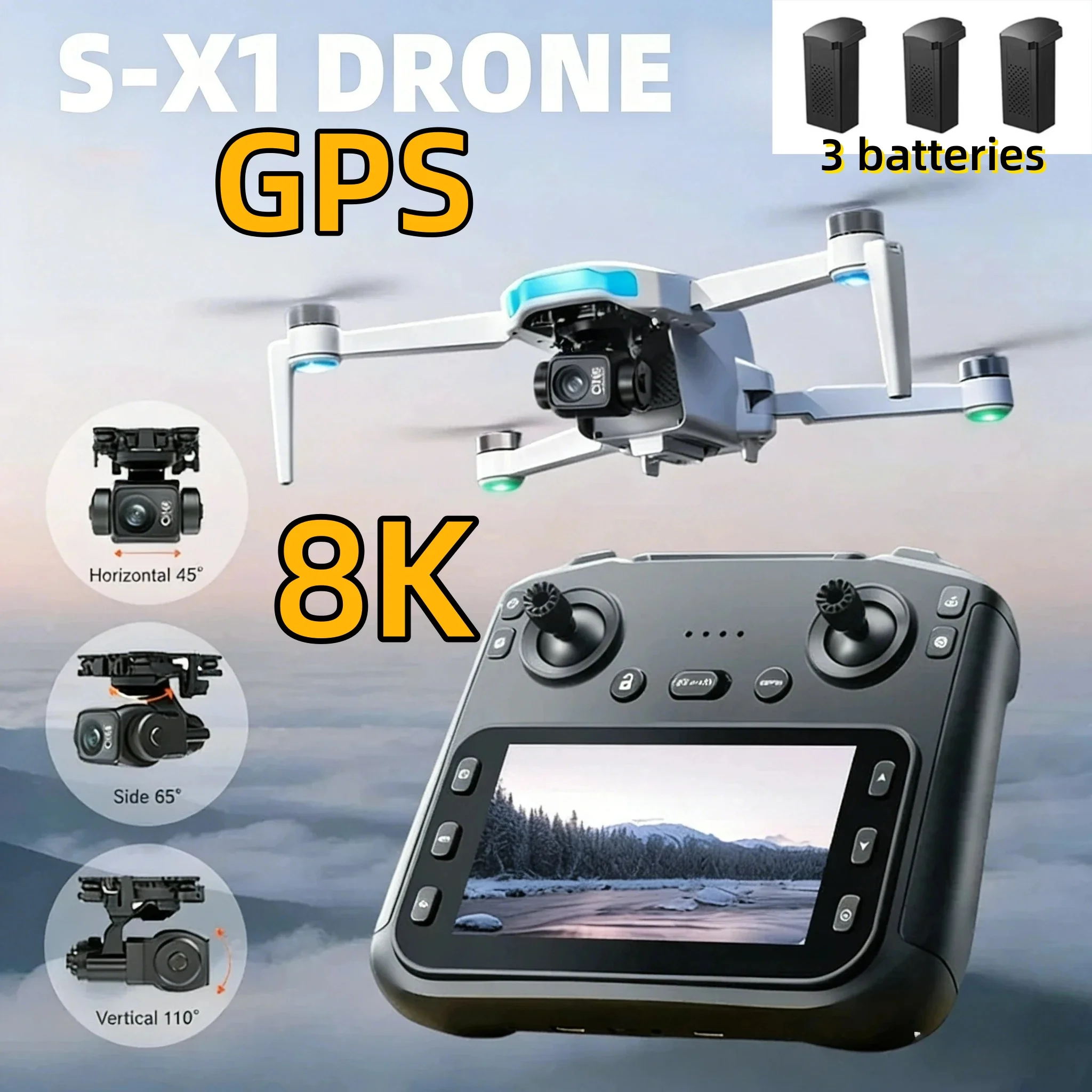 S-X1 Drone Aerial Photography Wide Angle Dual Camera WIFI FPV Professional With Brushless RC Foldable Quadcopter With 3Batteries