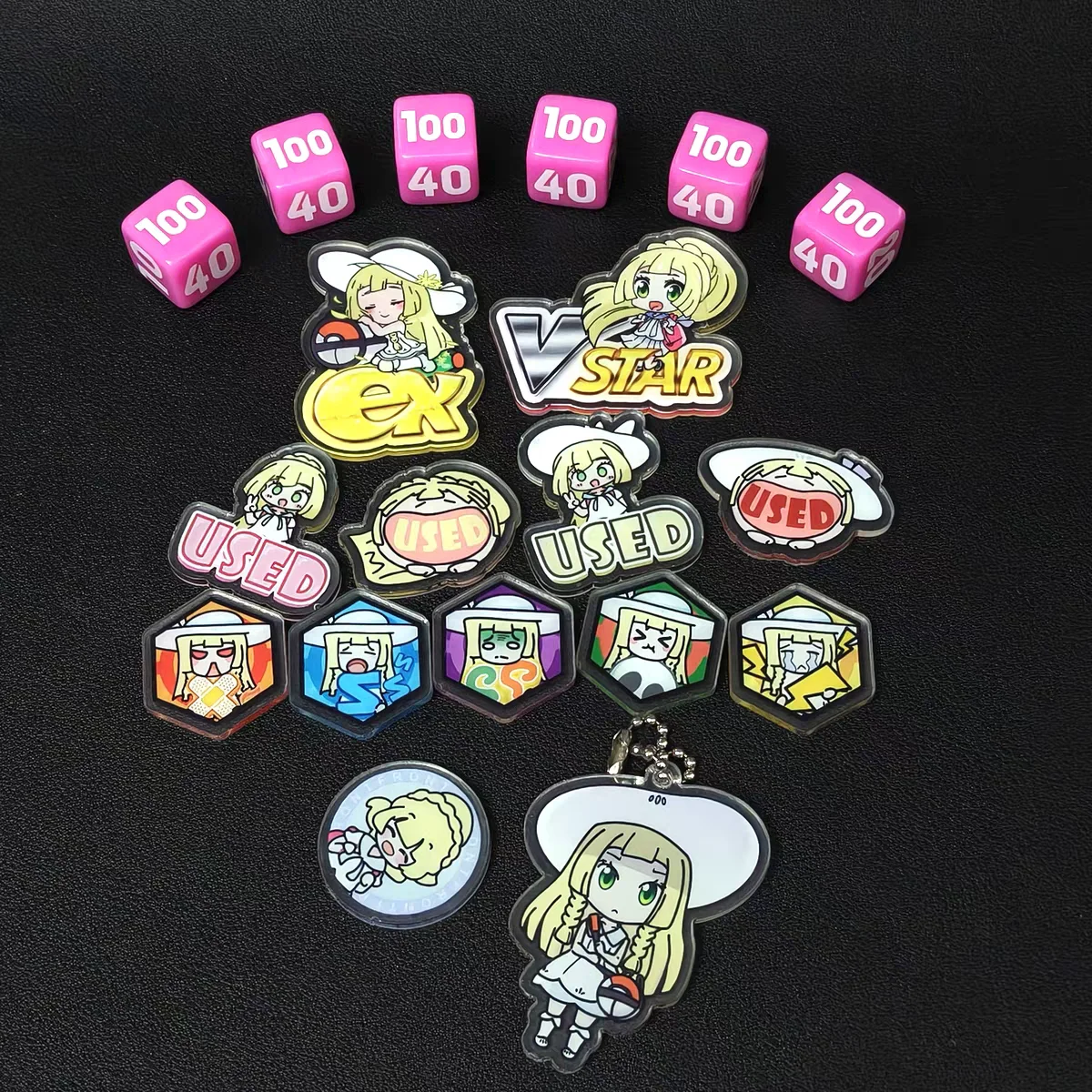 ptcg-ポケモンアニメキャラクターマッチスコアリングダメージカウンターダメージインジケーターリーリーボラッドロールプレイングゲームアクリルギフト