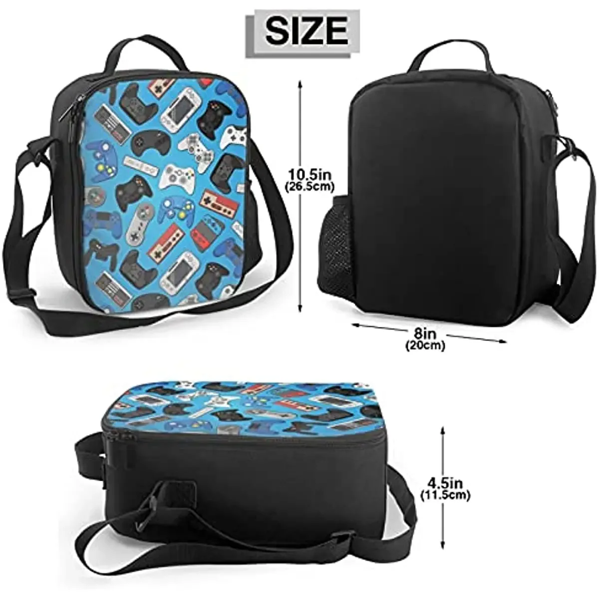 Video Game Controller Background Insulated Lunch Bag Reusable Tote Bag Lunch Box Food Container For Men Women Kids